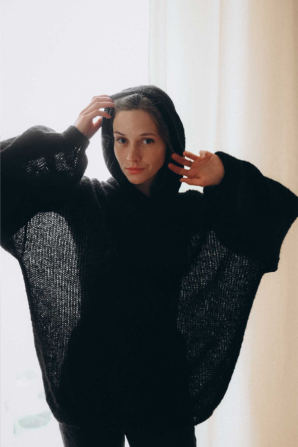 Daniela Mohair Hoodie - Black