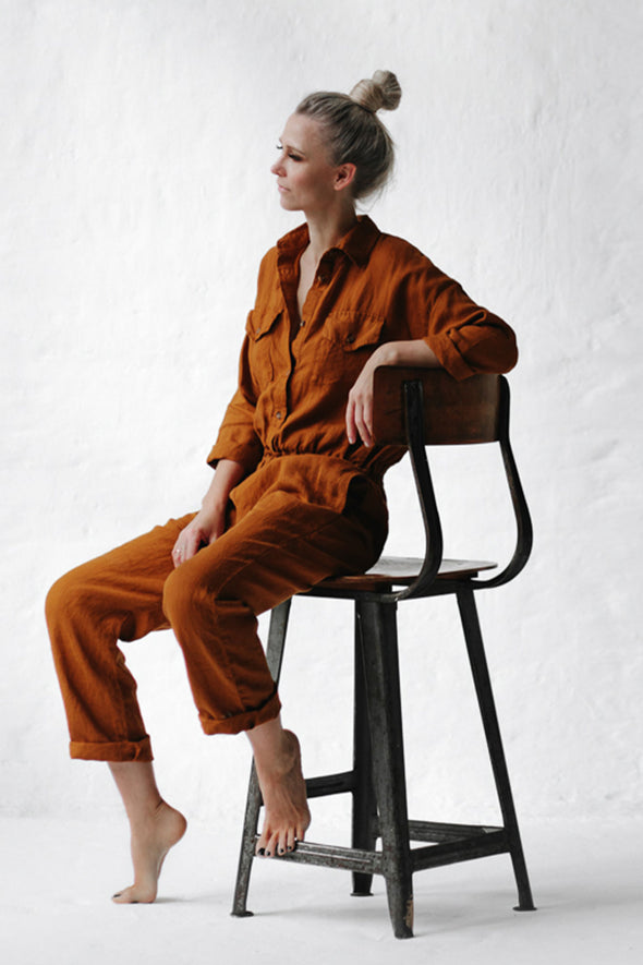 Linen Playsuit - Mustard