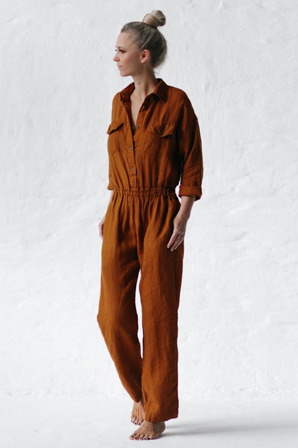 Linen Playsuit - Mustard