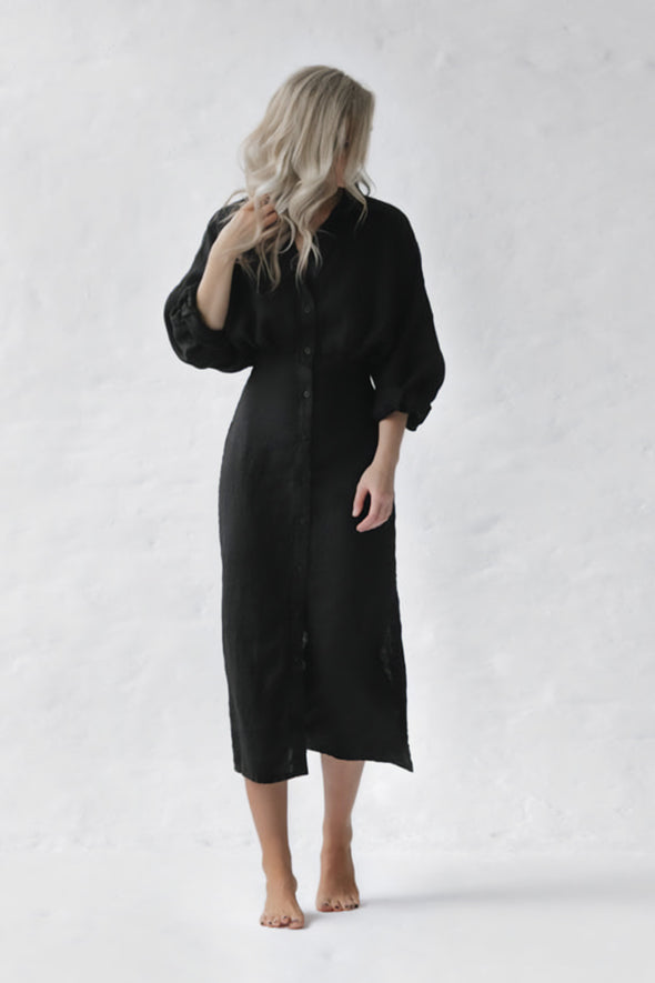 Nea Linen Dress - Black