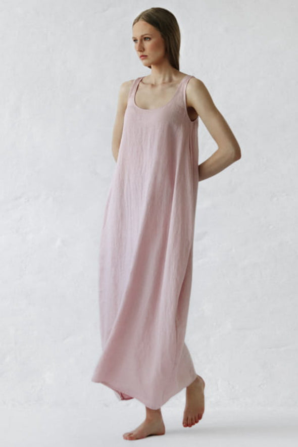 Oya Linen Dress Dusty Pink Seaside Tones