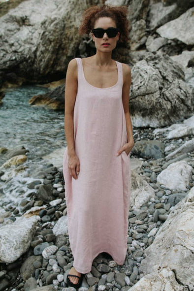 Oya Linen Dress - Dusty Pink