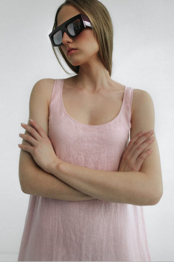 Oya Linen Dress - Dusty Pink