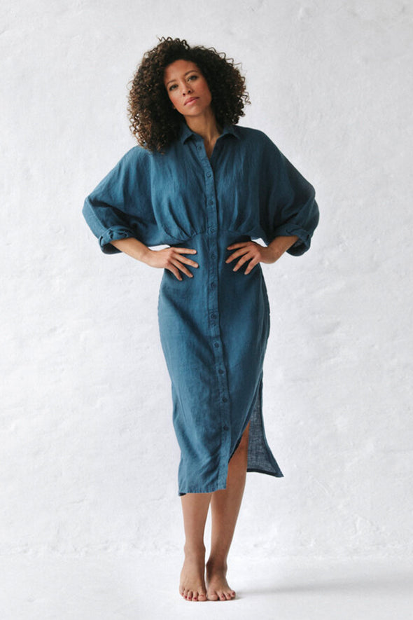 Nea Linen Dress - Teal