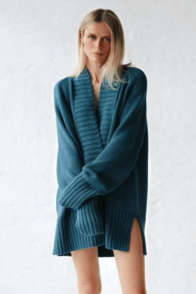 V-Neck Sweater - Teal Blue