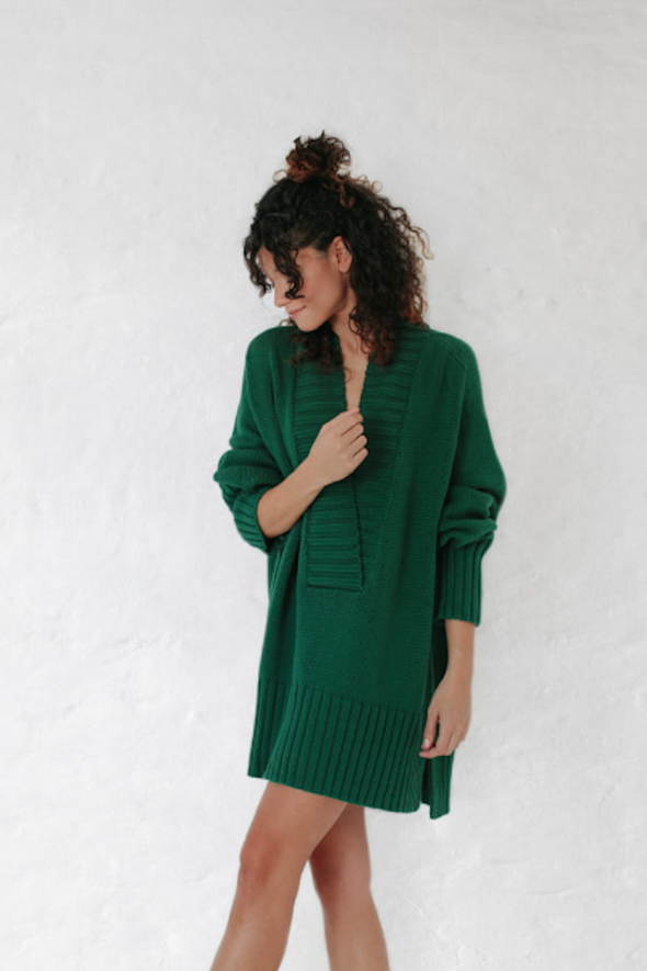 V-Neck Sweater - Forest Green