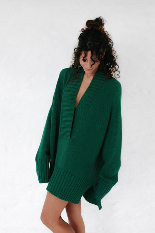 V-Neck Sweater - Forest Green
