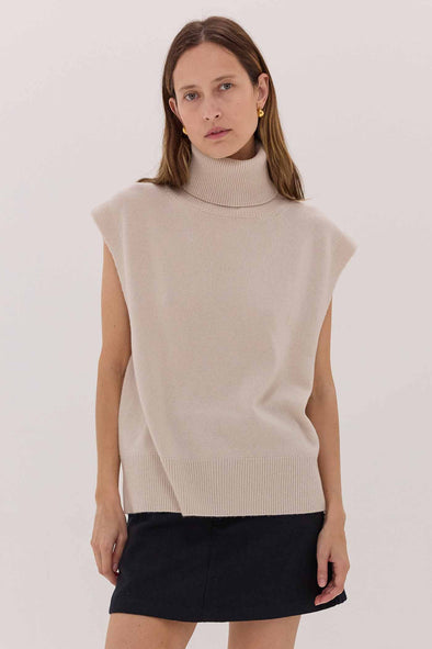 The Roll Neck Vest - Merino & Cashmere