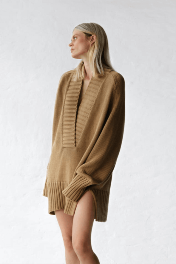 V-Neck Sweater - Beige