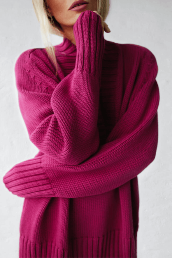 V-Neck Sweater - Fuschia