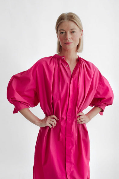 Westa Cotton Dress - Neon Pink