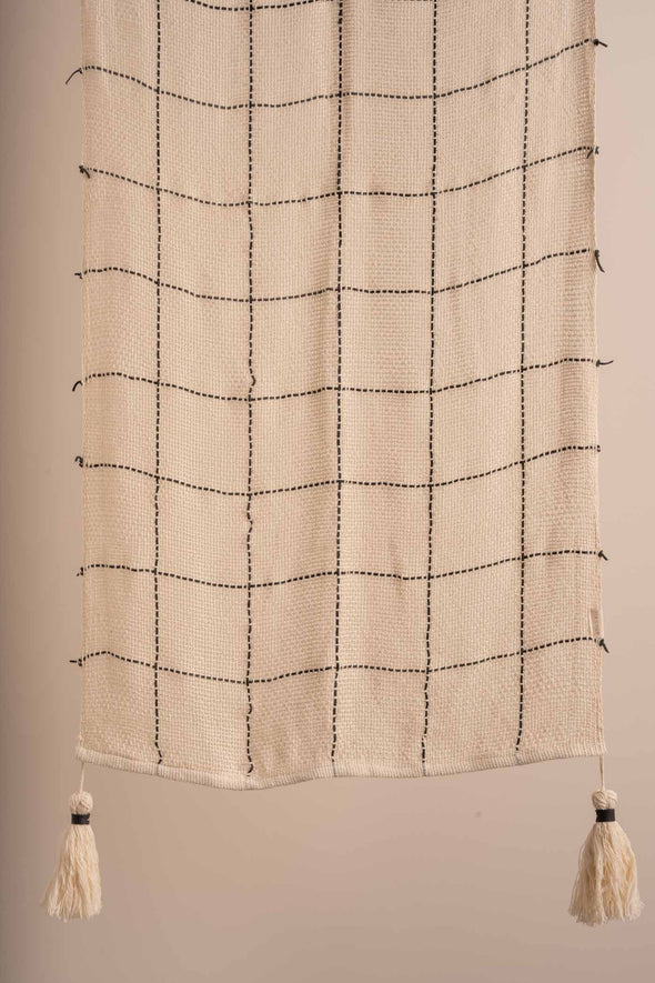 Boca De Leao Throw - Natural / Black Leather