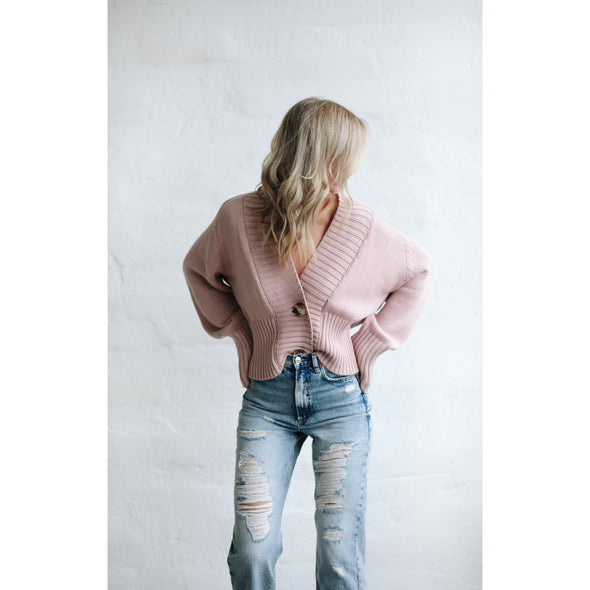 Cardigan Sweater - Dusty Pink