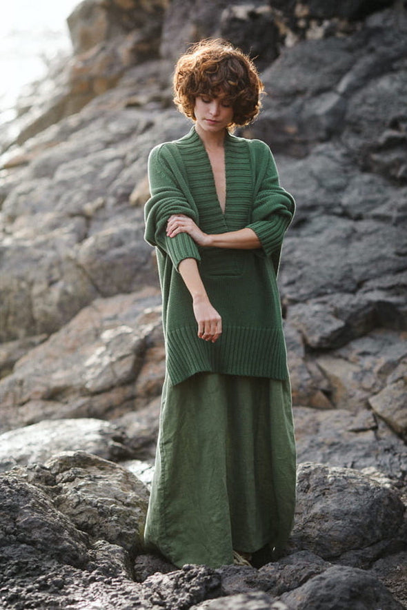 V-Neck Sweater - Forest Green