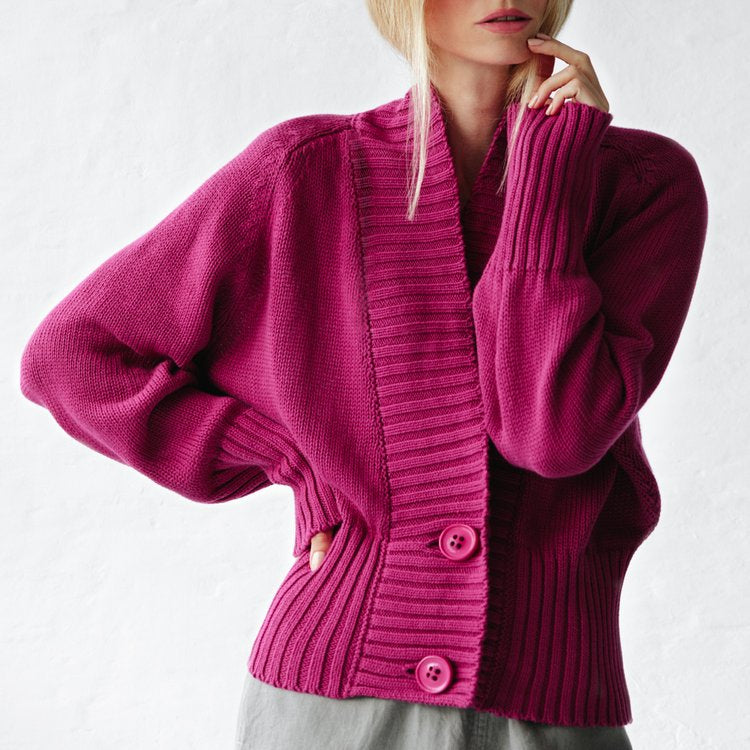 Cardigan Sweater Fuchsia Seaside Tones