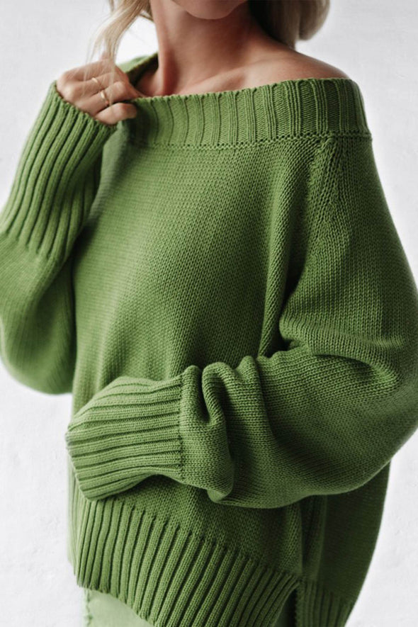Boatneck Sweater - Pea Green
