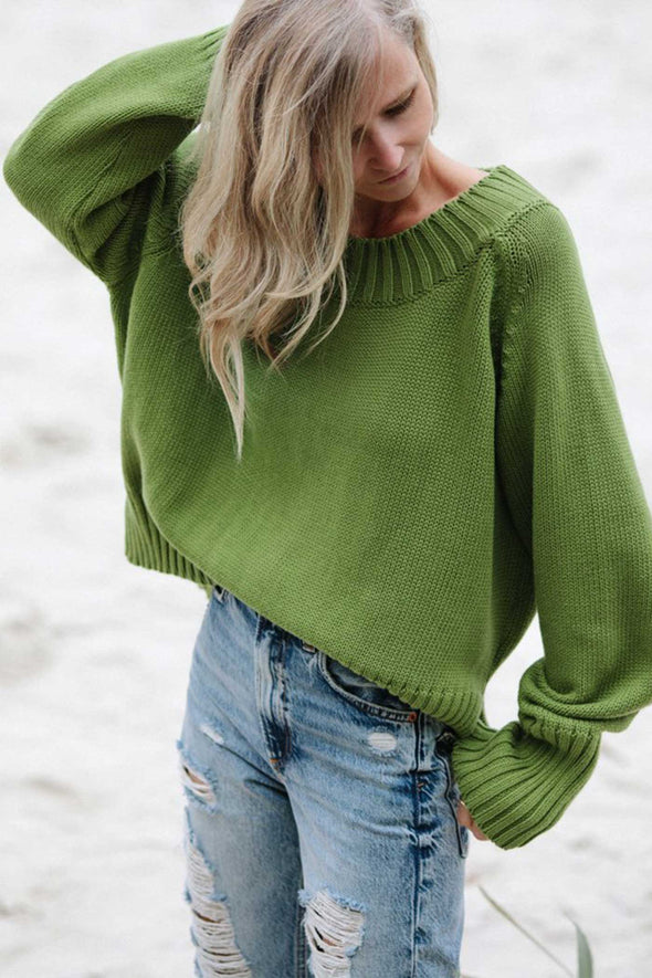 Boatneck Sweater - Pea Green