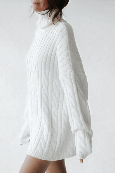 Cable Knit Turtleneck Sweater - Ivory