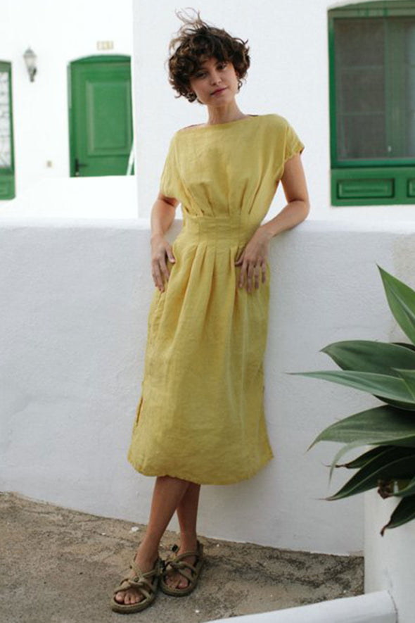 Elma Linen Dress - Yellow