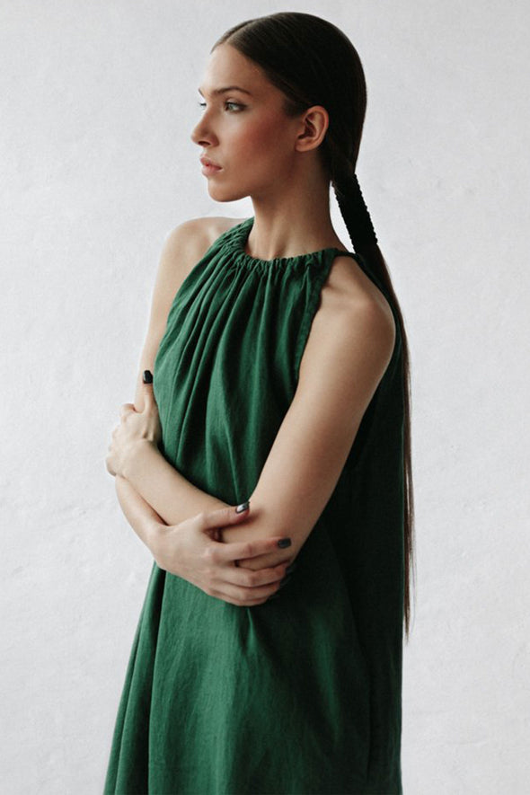 Izumi Linen Dress - Green