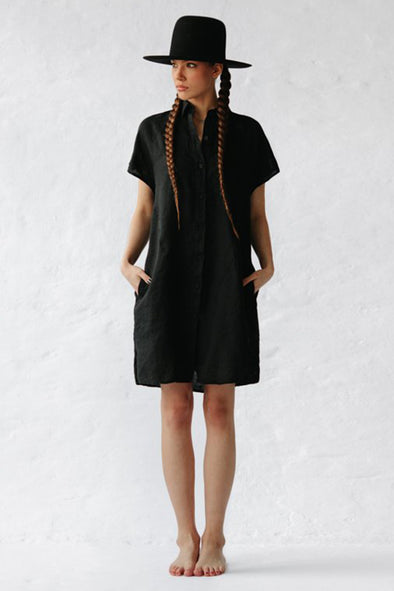 Jovi Linen Dress - Black