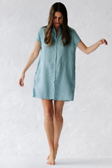 Jovi Linen Dress - Dusty Blue