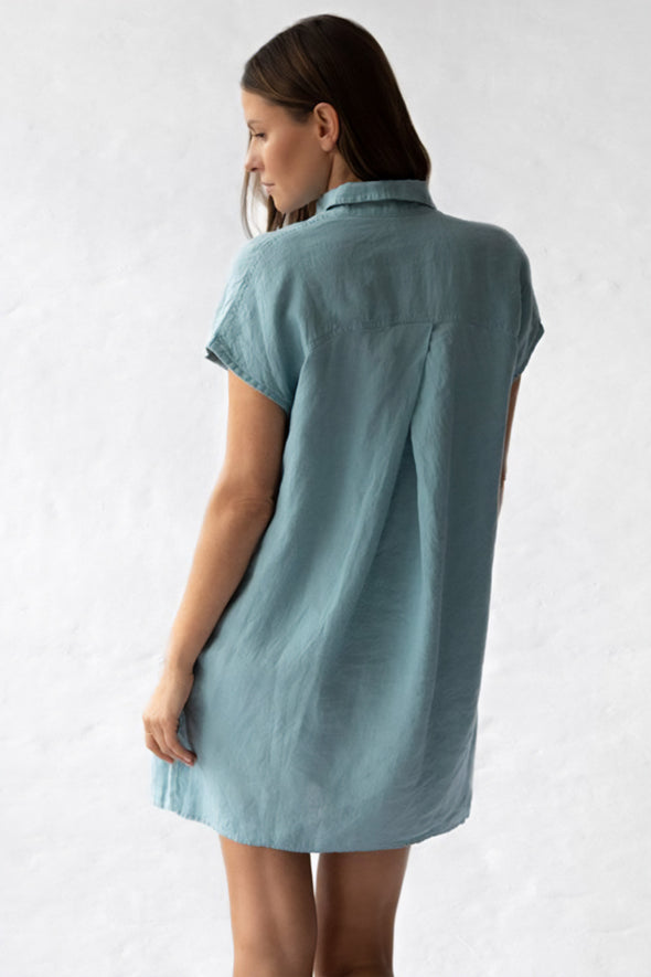 Jovi Linen Dress - Dusty Blue
