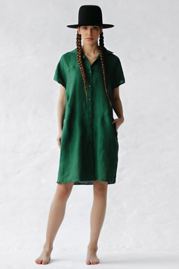 Jovi Linen Dress - Green