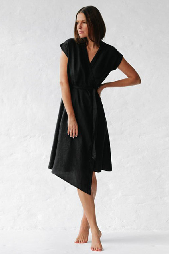 Ayu Linen Dress - Black