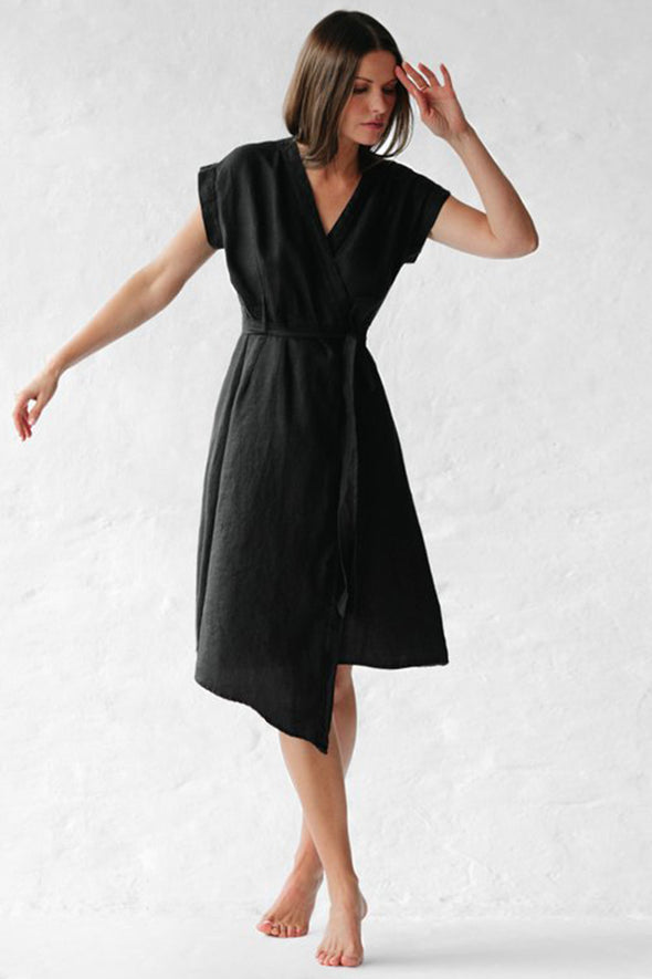 Ayu Linen Dress - Black