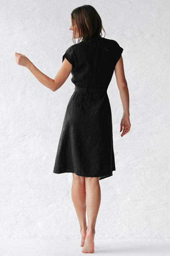 Ayu Linen Dress - Black