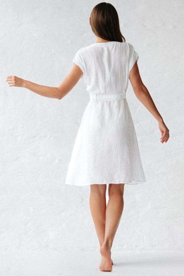 Ayu Linen Dress - White