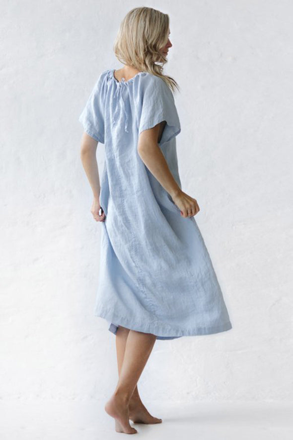 Boho Linen Dress - Light Blue