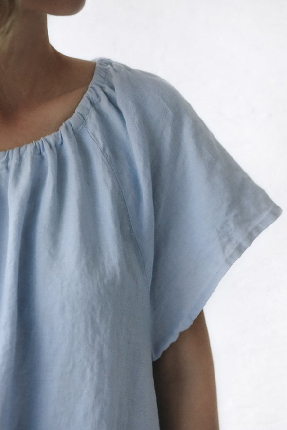 Boho Linen Dress - Light Blue