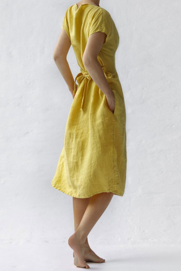 Elma Linen Dress - Yellow