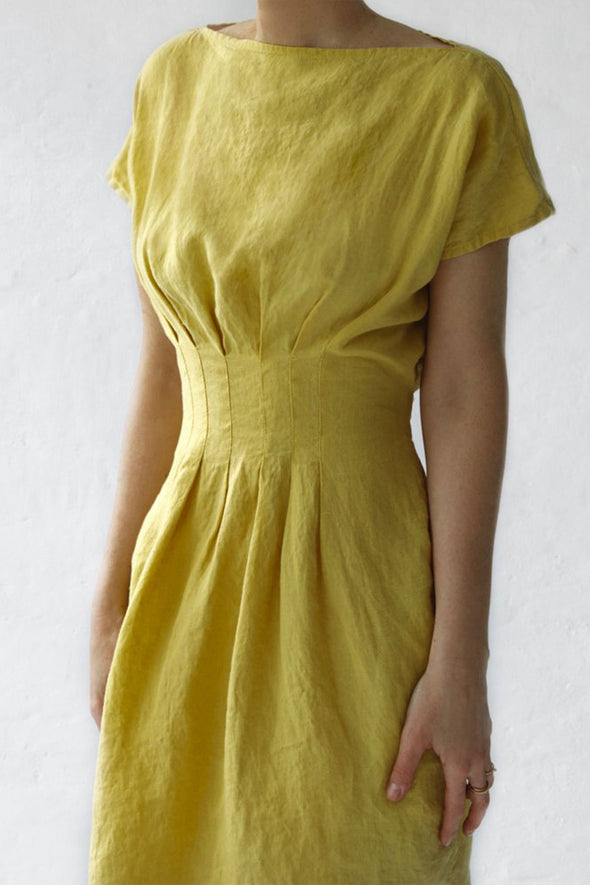 Elma Linen Dress - Yellow