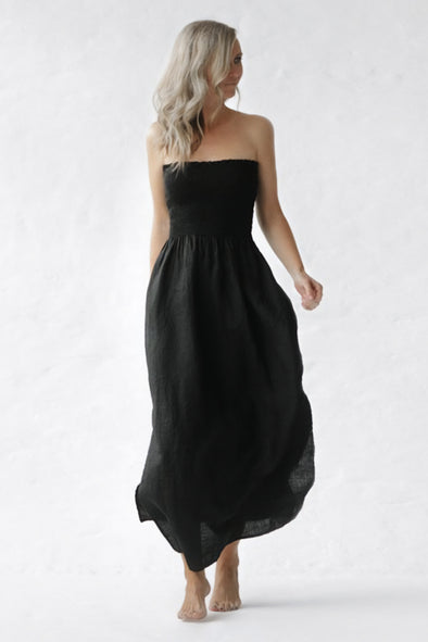 Eva Bandeau Dress - Black