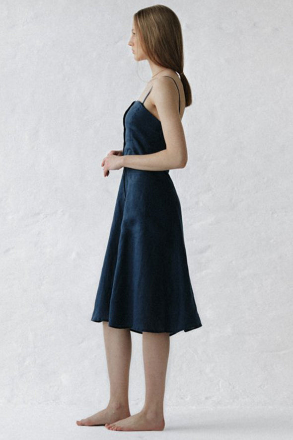 Naito Linen Dress - Navy