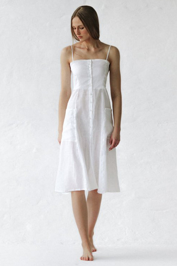 Naito Linen Dress - White
