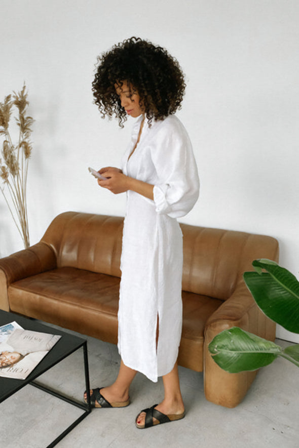 Nea Linen Dress - White