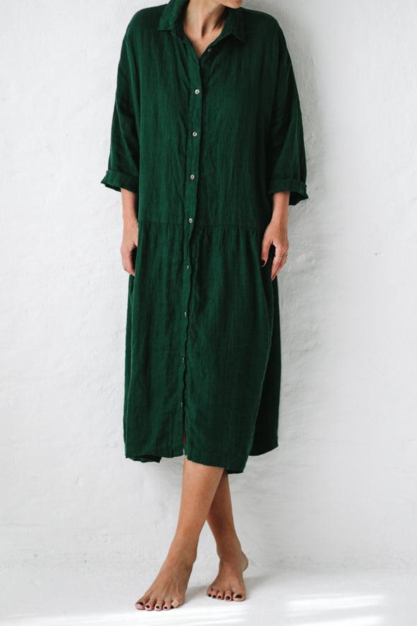 Oversized Linen Dress - Green