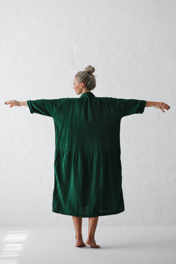 Oversized Linen Dress - Green