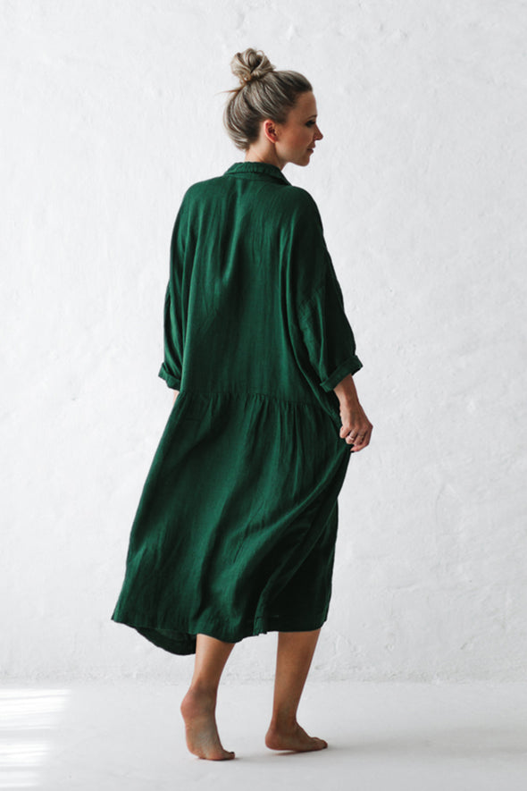 Oversized Linen Dress - Green