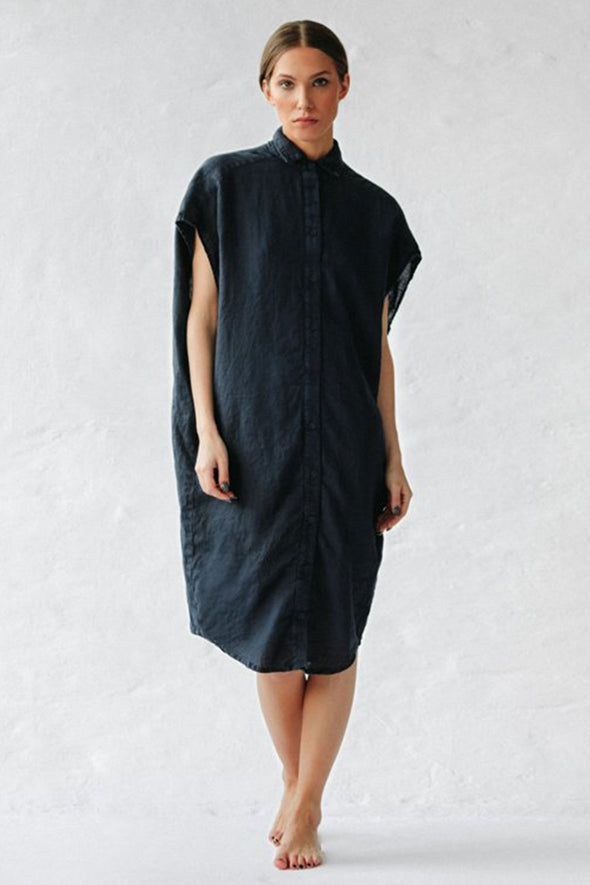Rei Linen Dress - Navy