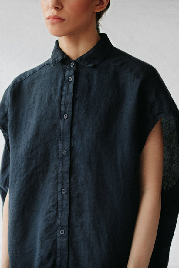 Rei Linen Dress - Navy