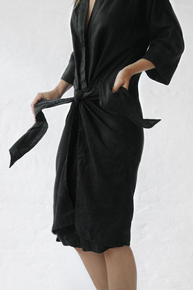 Samoa Linen Dress - Black
