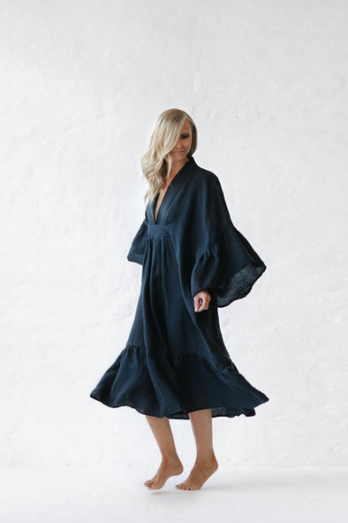 Sea Linen Dress - Navy