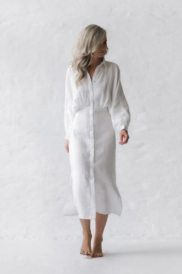 Nea Linen Dress - White