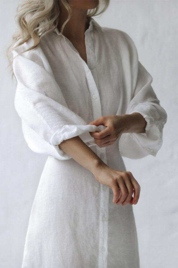 Nea Linen Dress - White