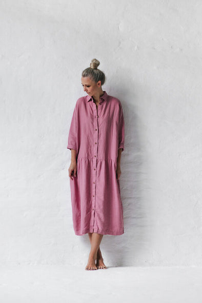 Oversized Linen Dress - Blossom Pink